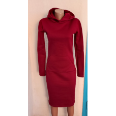 Плаття з кишенею кенгуру.Графіт. Розмір 42 бордовий