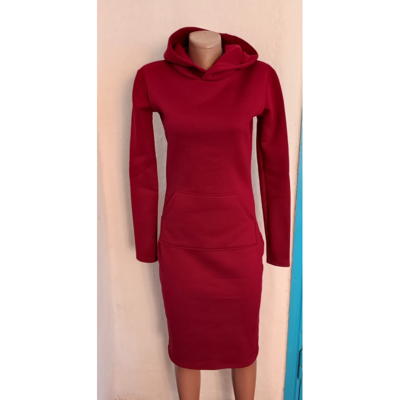 Плаття з кишенею кенгуру.Графіт. Розмір 42 бордовий