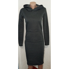 Плаття тепле з кишенею кенгуру . Графіт.  Розмір 42